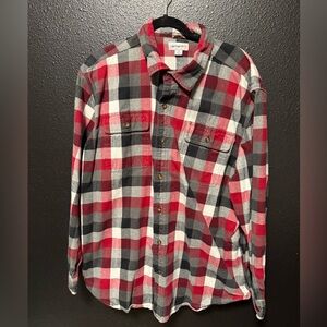 Carhartt Men's Red and Gray Checkered Shirt